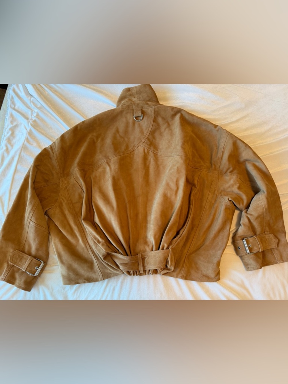 Free People Sonny Suede Pullover jacket 1/2 zip Tan sz S oversized New with tag - Picture 7 of 13